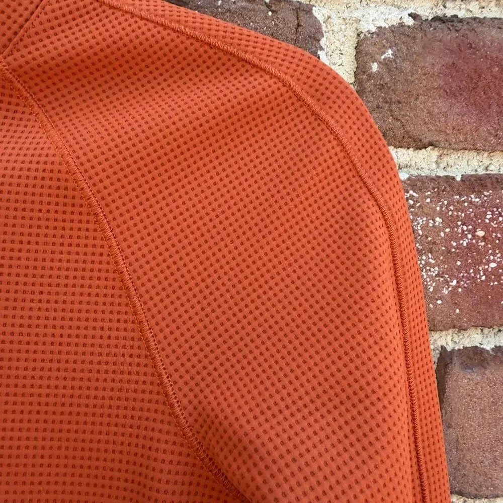 FIGS Waffle Knit Underscrub Crew Neck long sleeve orange Womens L NEW